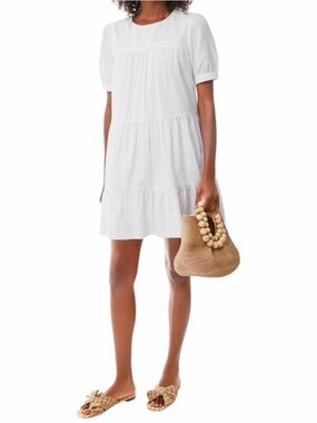 Pomander Place Quinn Tiered Relaxed Fit White Mini Dress Size XS